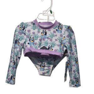 Disney BLUEY Swimsuit Toddler Girls Rash Guard Tankini Set Size 2T